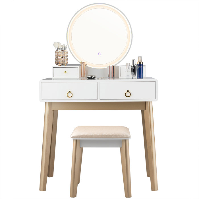 Brayden Studio Alsdorf Dressing Table Set with Mirror Wayfair.co.uk
